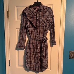 Tommy Hilfiger Plaid Button-Up Shirt Dress
